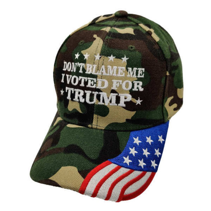 Don't Blame Me I Voted for Trump Custom Embroidered Hat w/ Flag Bill