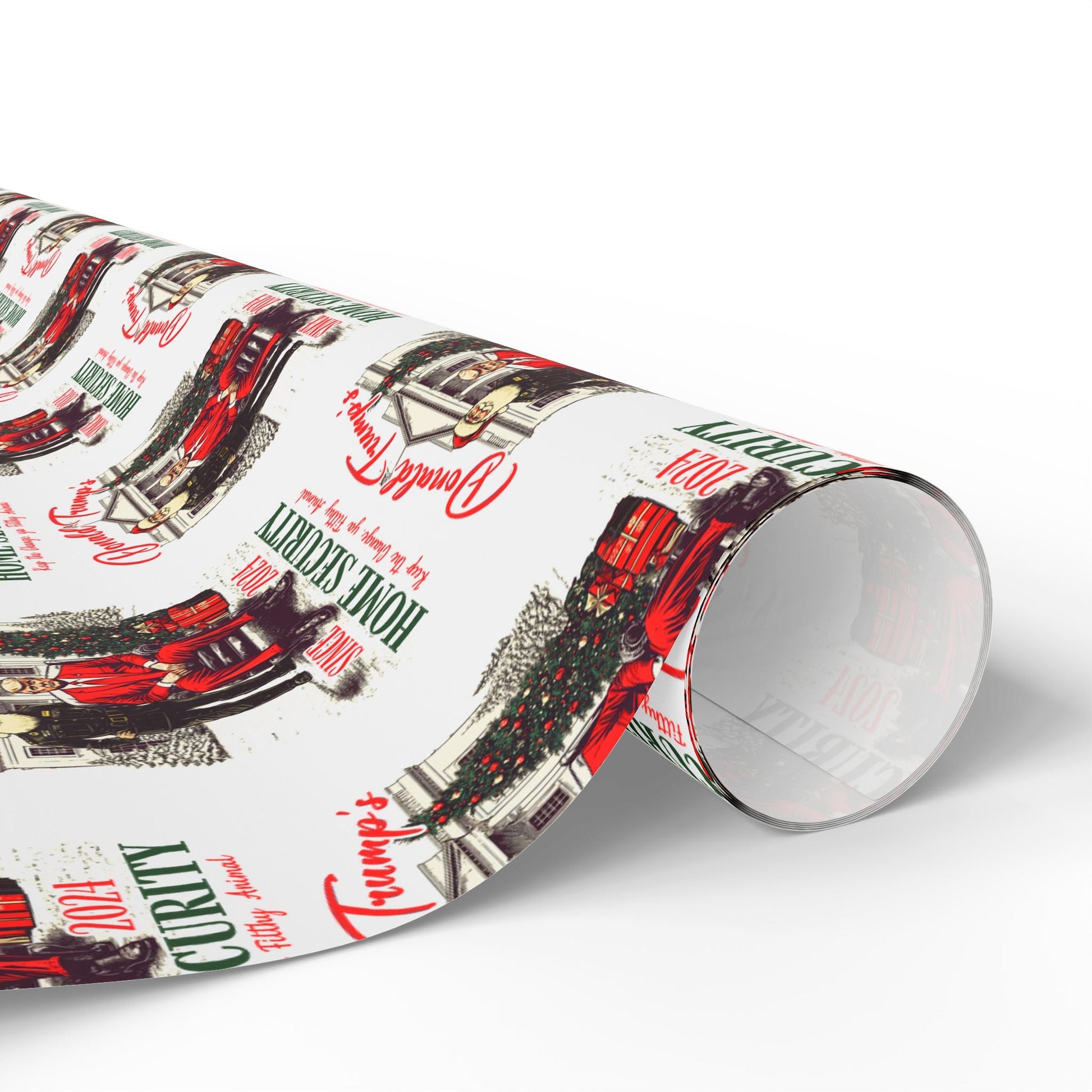 Donald Trump Christmas Home Security Custom Wrapping Paper Roll (3 Sizes) - PatriotDepot.com