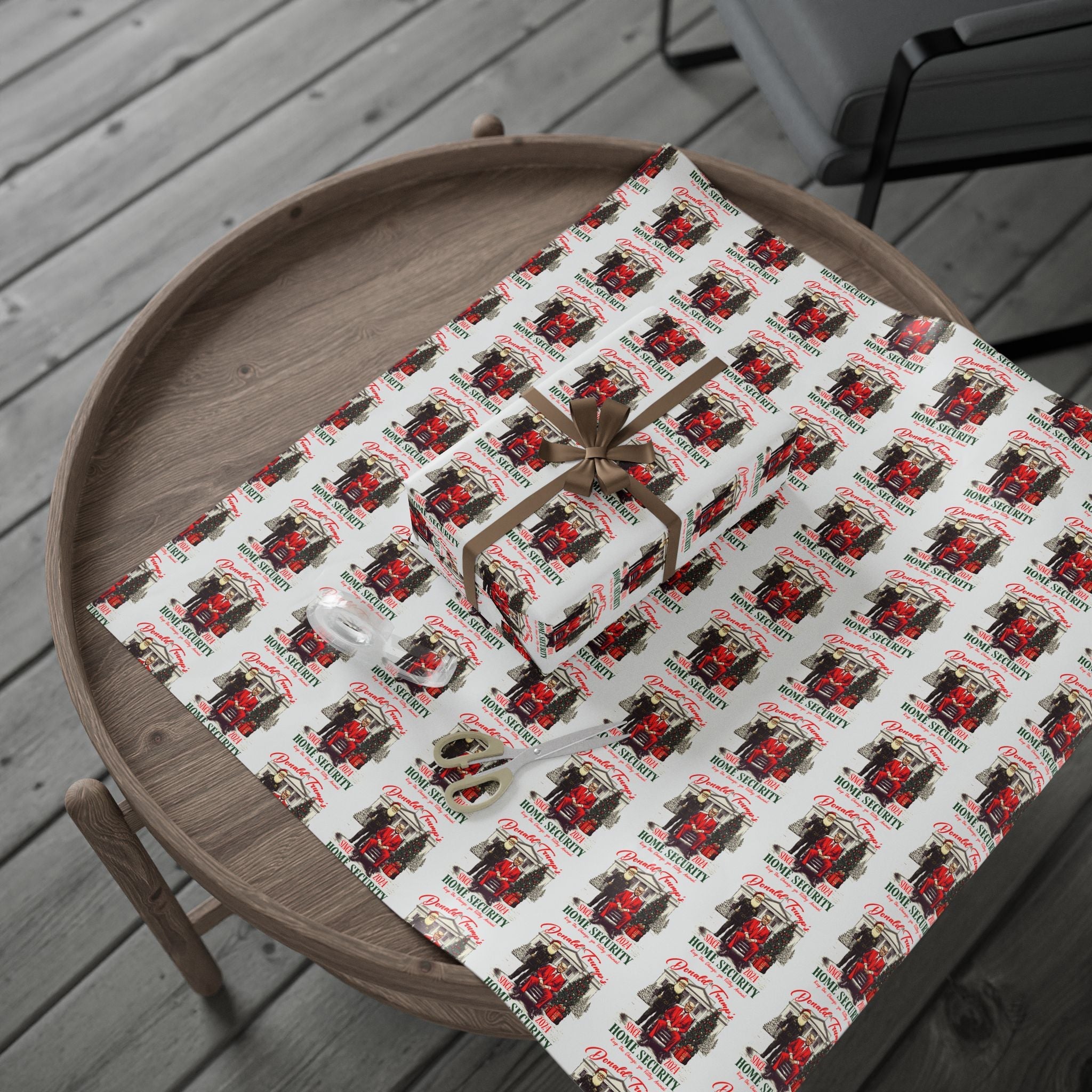 Donald Trump Christmas Home Security Custom Wrapping Paper Roll (3 Sizes) - PatriotDepot.com