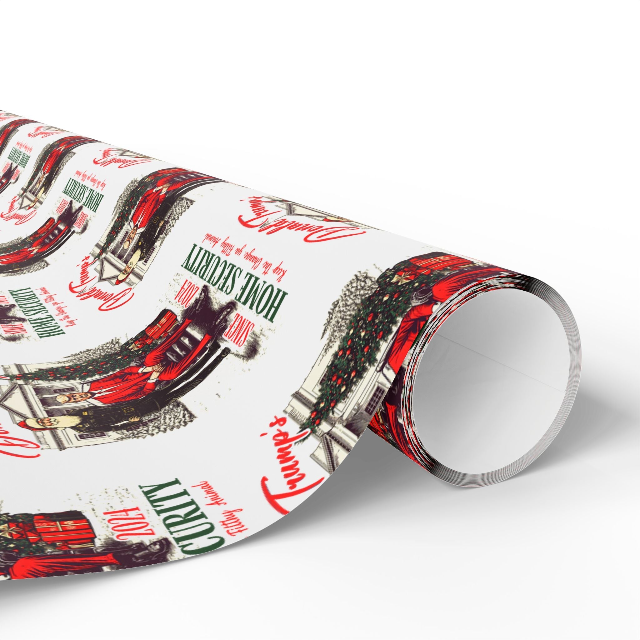 Donald Trump Christmas Home Security Custom Wrapping Paper Roll (3 Sizes) - PatriotDepot.com