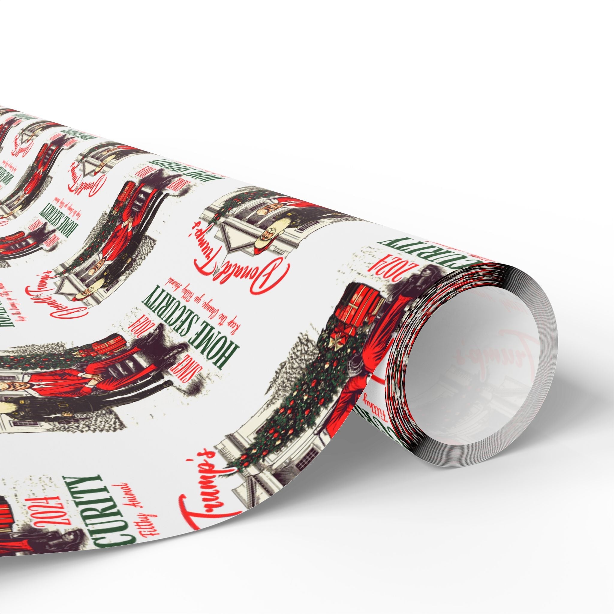 Donald Trump Christmas Home Security Custom Wrapping Paper Roll (3 Sizes) - PatriotDepot.com
