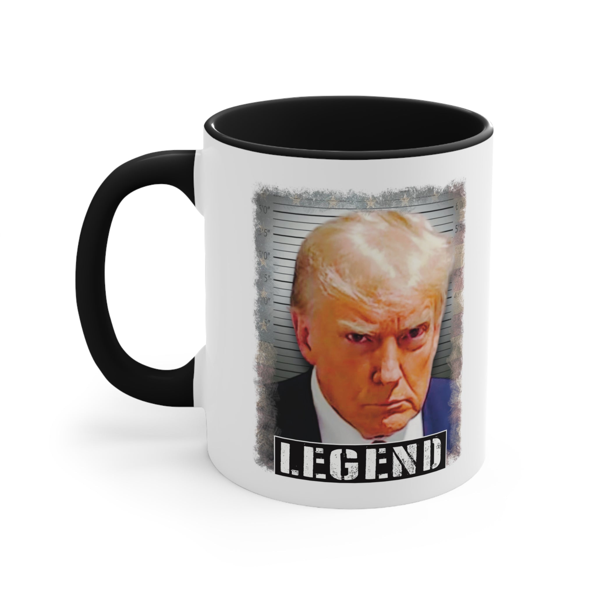 Donald Trump Mugshot Legend Mug (2 Sizes, 3 Colors) - PatriotDepot.com