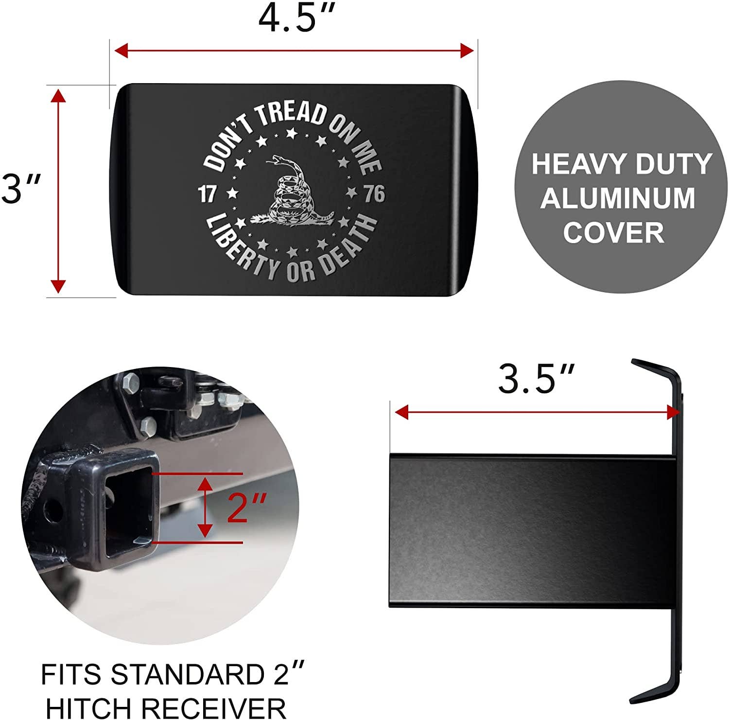 Don't Tread On Me Metal Trailer Hitch Cover - PatriotDepot.com