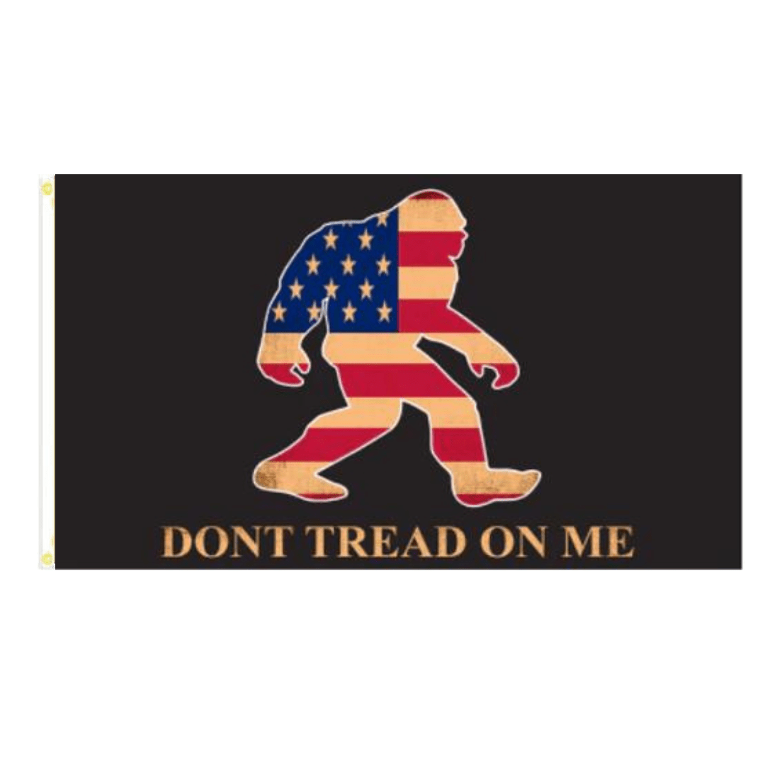 Don't Tread on Me Sasquatch 3'x5' Black Flag - PatriotDepot.com