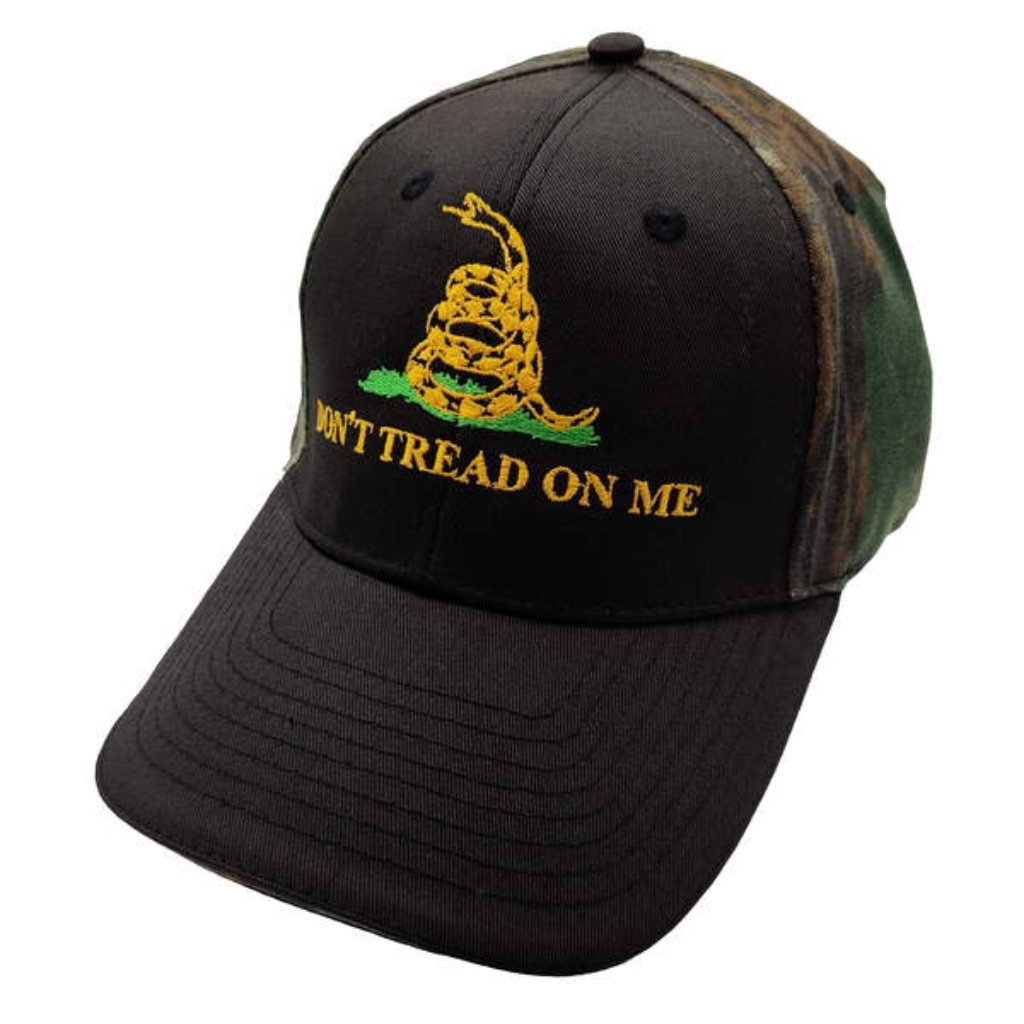 Don't Tread on Me Two - Tone Camo Embroidered Hat - PatriotDepot.com