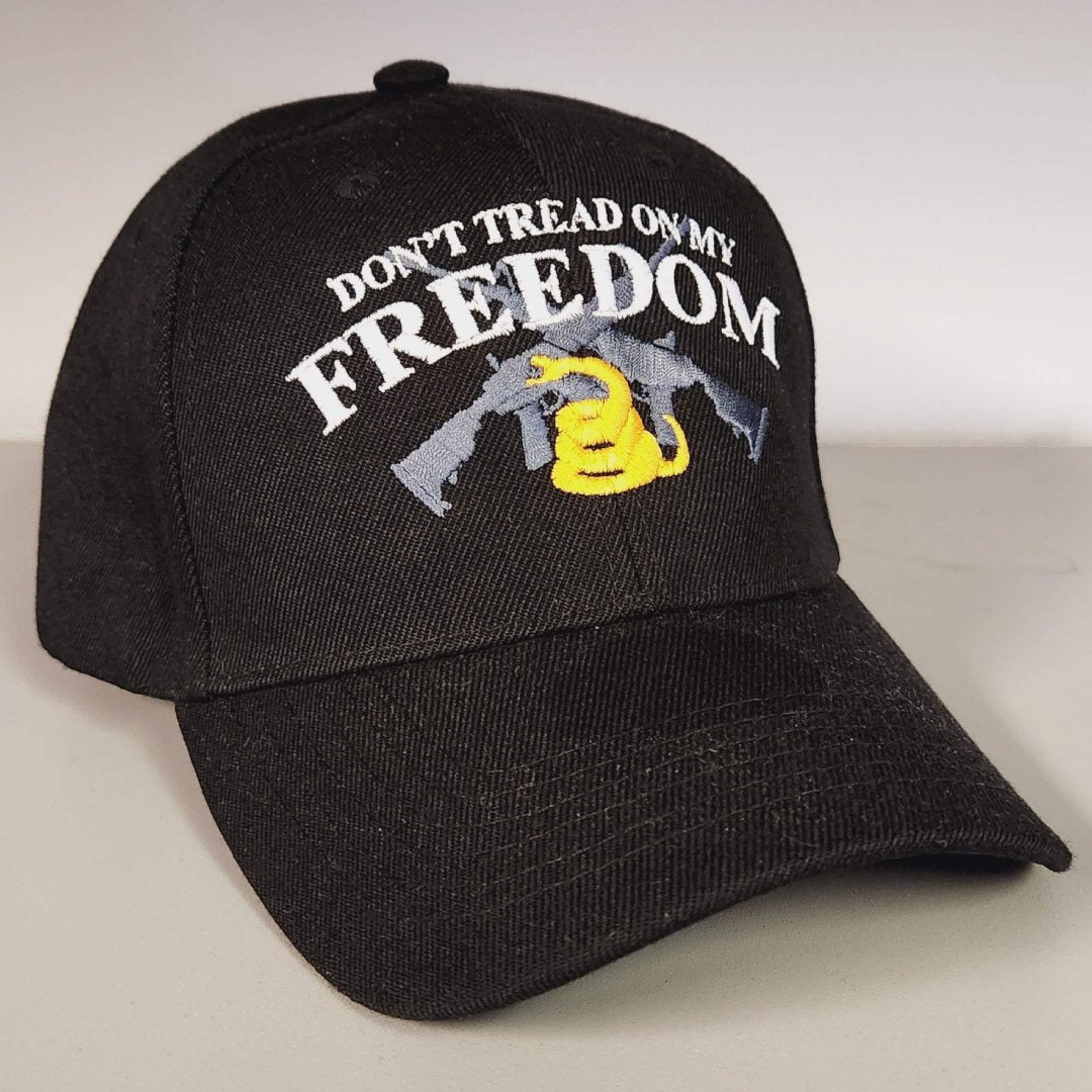 Don't Tread on My Freedom Custom Embroidered Hat (Black) - PatriotDepot.com