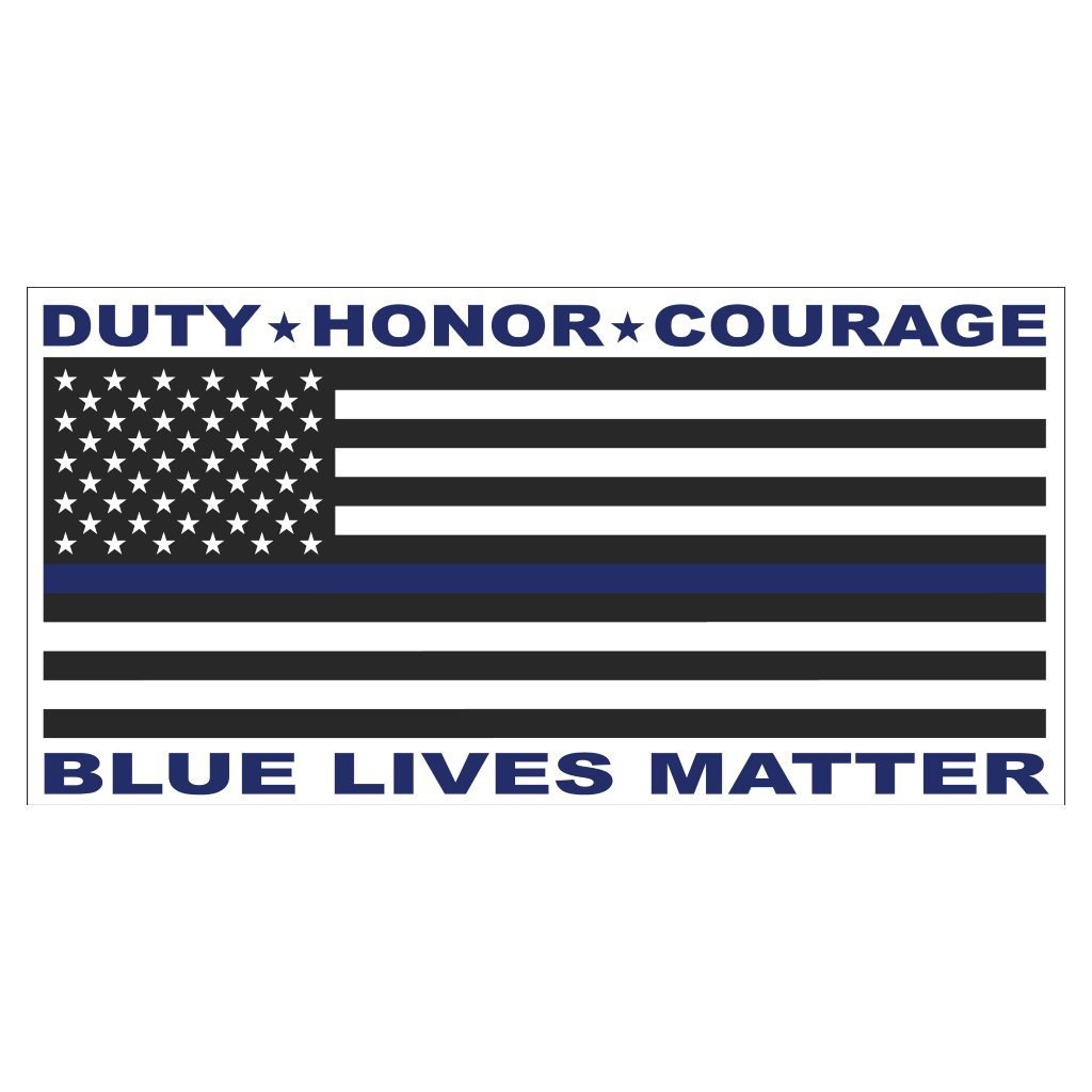 Duty Honor Courage Blue Lives Matter Bumper Sticker - PatriotDepot.com