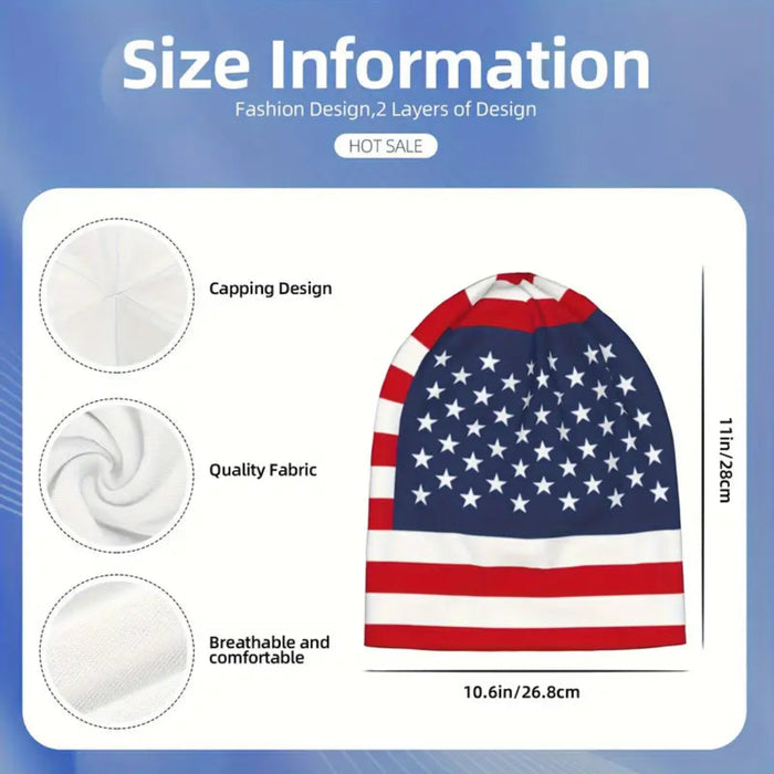 Star Spangled Patriotic Stretchy & Soft Skull Knit Beanie