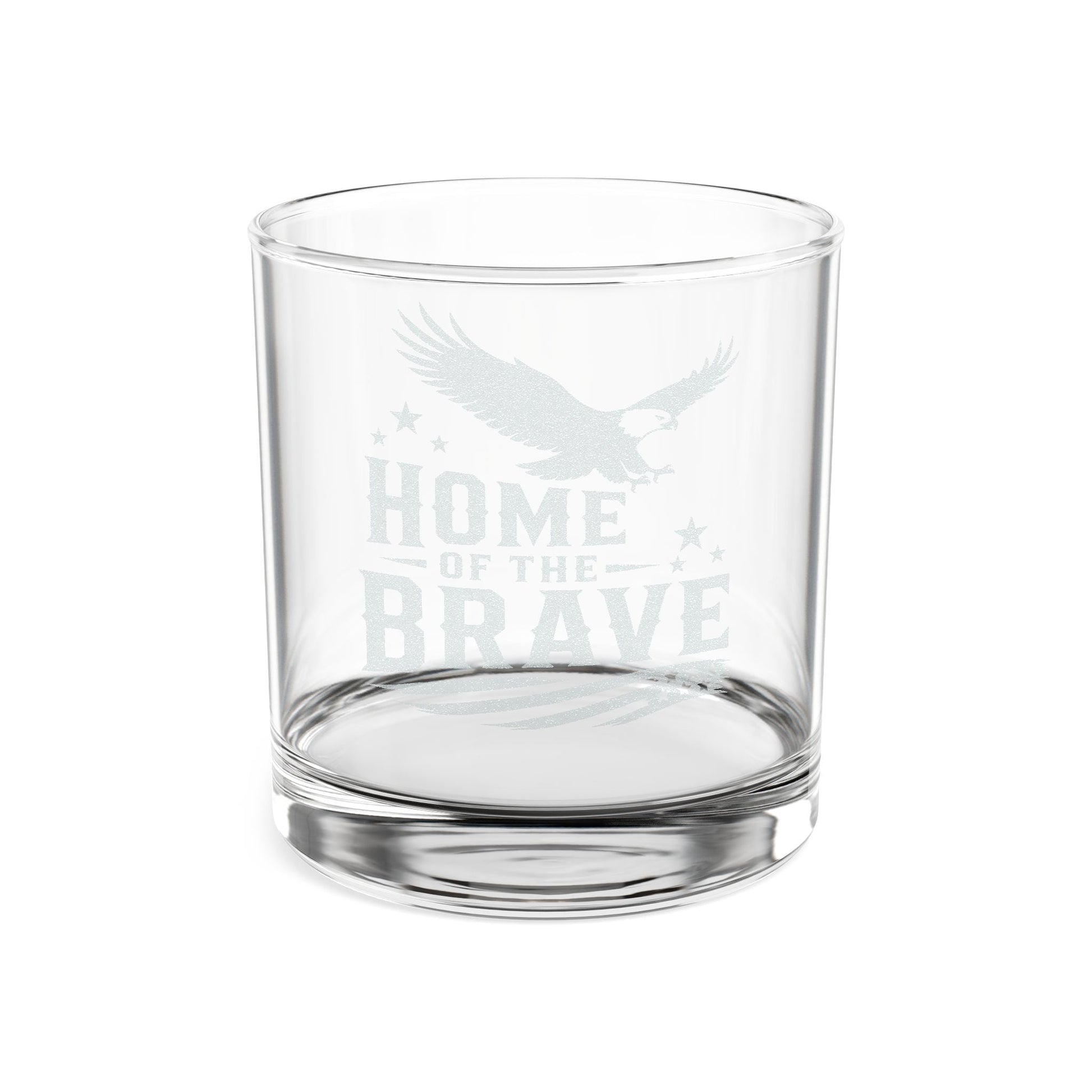 Engraved 'Home of the Brave' Patriotic Rocks Glass (Custom Engraved) - PatriotDepot.com