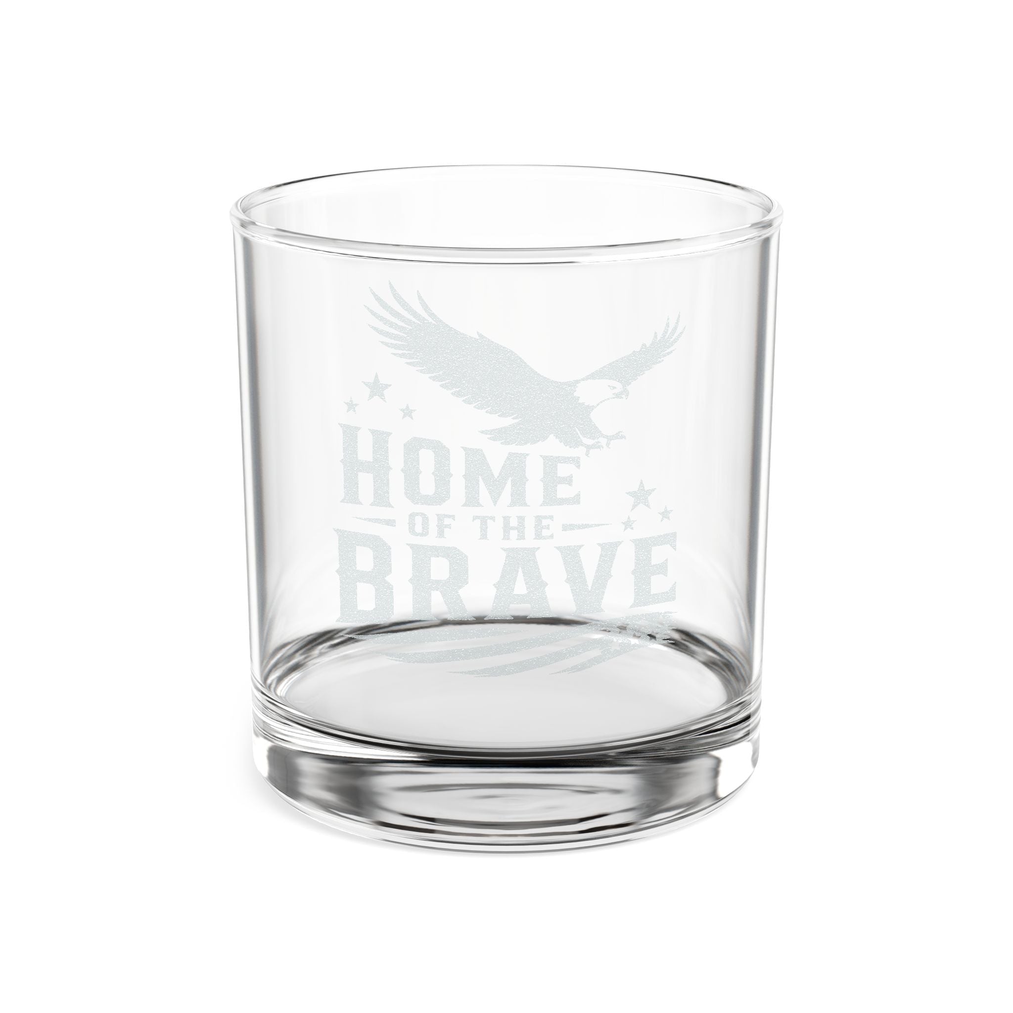 Engraved 'Home of the Brave' Patriotic Rocks Glass (Custom Engraved) - PatriotDepot.com
