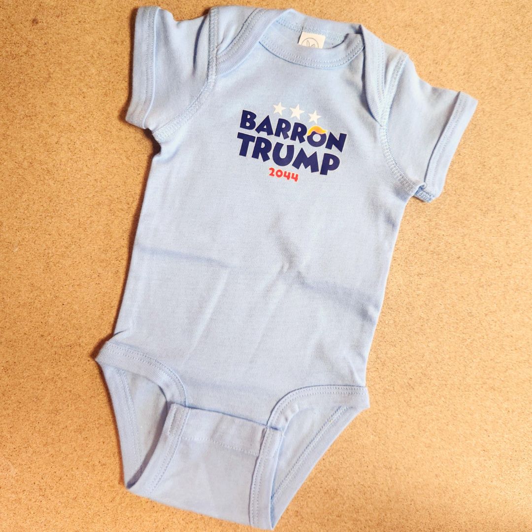 Exclusive: I'll Be Voting Barron Trump 2044 Baby Onesie - PatriotDepot.com