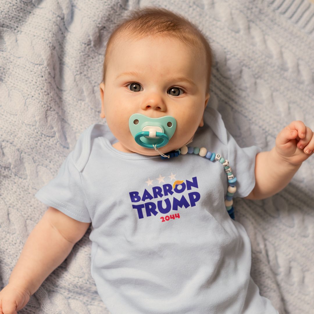 Exclusive: I'll Be Voting Barron Trump 2044 Baby Onesie - PatriotDepot.com