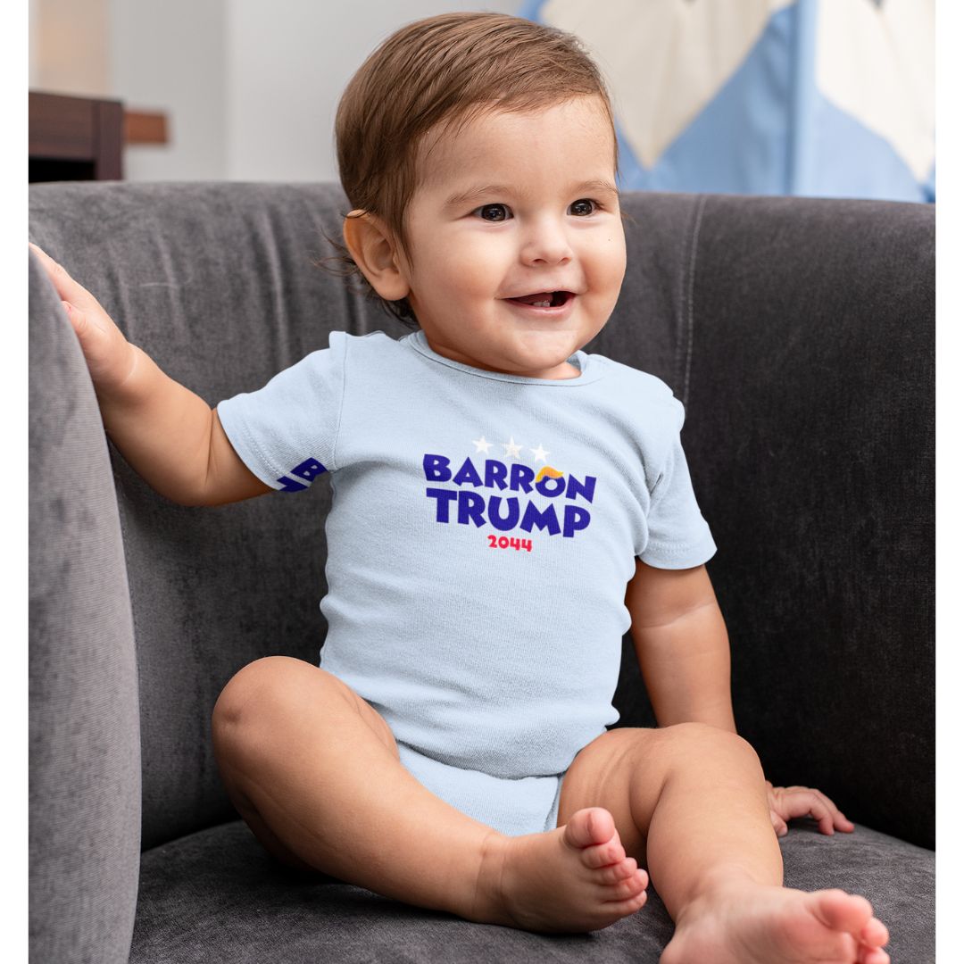 Exclusive: I'll Be Voting Barron Trump 2044 Baby Onesie - PatriotDepot.com