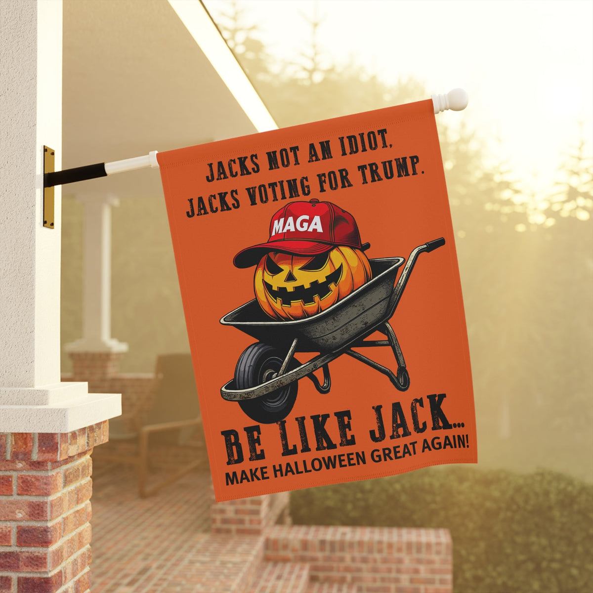 Exclusive: Jacks Not an Idiot. Jacks Voting for Trump Flag (Garden & Banner Sizes) - PatriotDepot.com