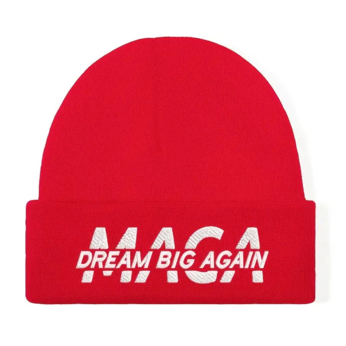 MAGA Dream Big Again Embroidered Knit Beanie (Red)