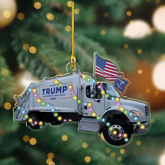 Trump MAGA 2024 Garbage Truck Acrylic Ornament