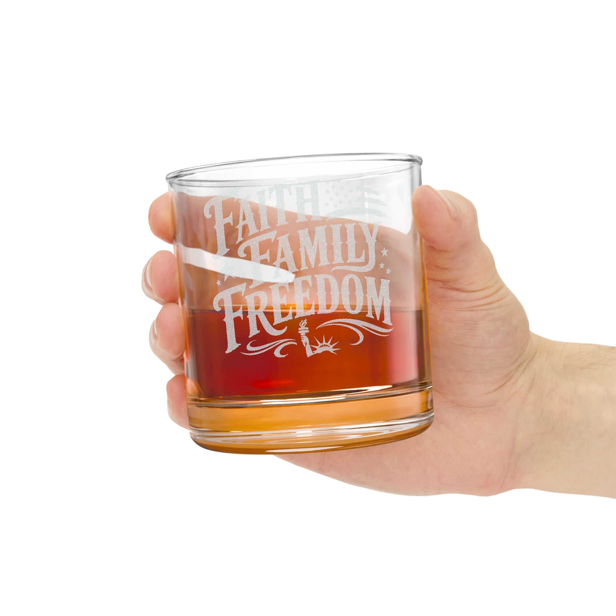 Faith Family Freedom Custom Engraved Rocks Glass | America's 250th Anniversary - PatriotDepot.com
