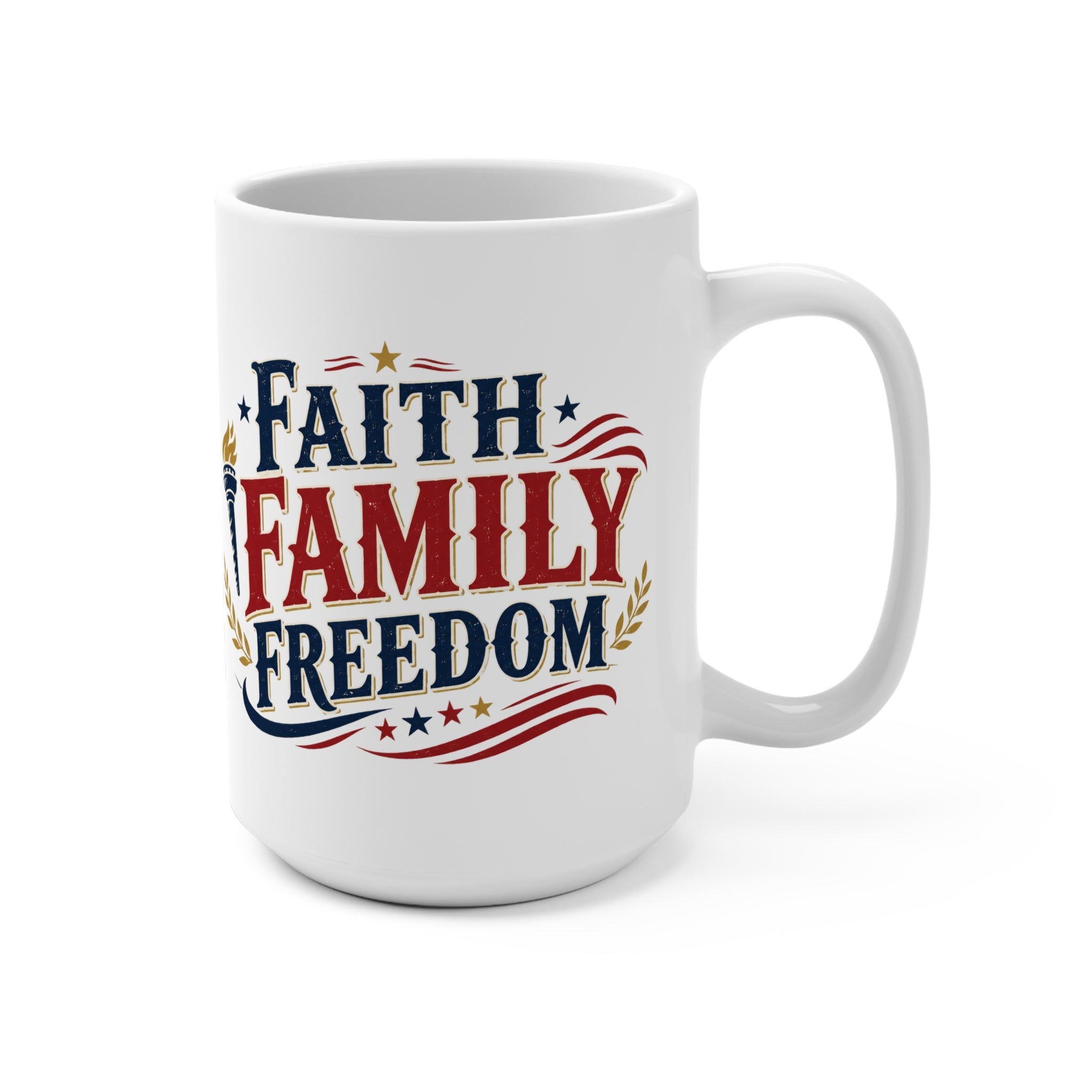 Faith Family Freedom Mug | Patriotic 15oz Coffee Mug - PatriotDepot.com