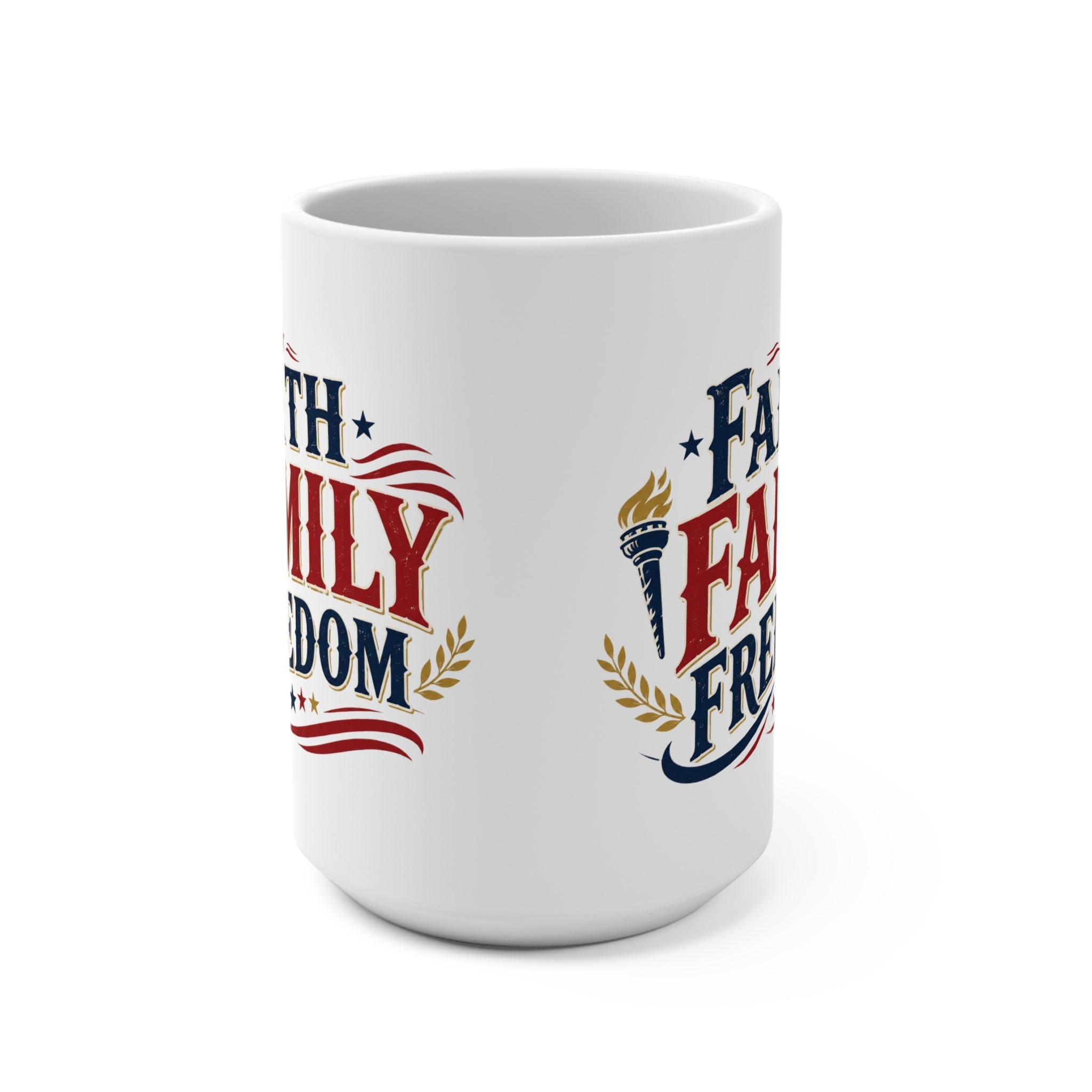Faith Family Freedom Mug | Patriotic 15oz Coffee Mug - PatriotDepot.com