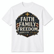 Faith • Family • Freedom Patriotic T-Shirt – Vintage Cross & Flag Tee | S–5XL - PatriotDepot.com