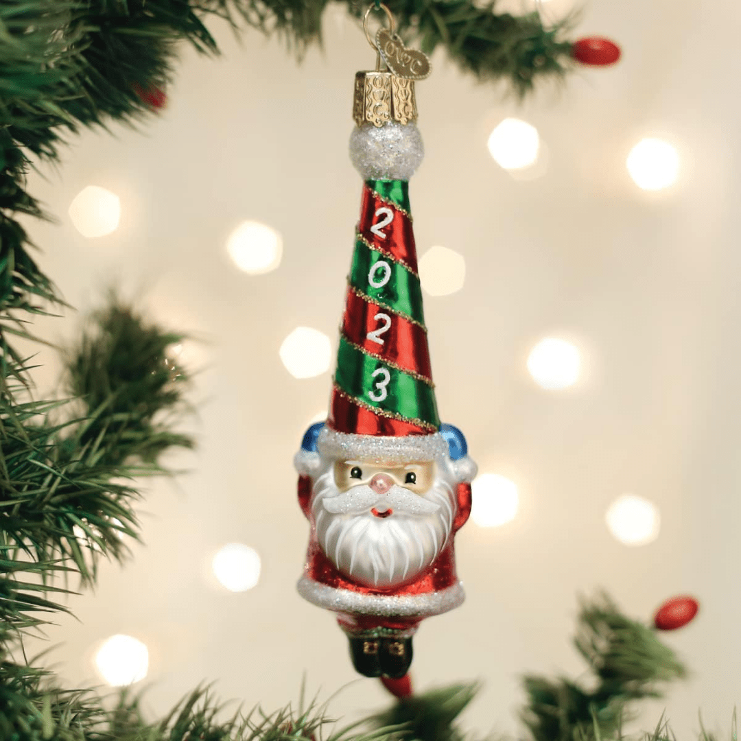 Festive & Happy Santa Claus Glass Ornament - PatriotDepot.com