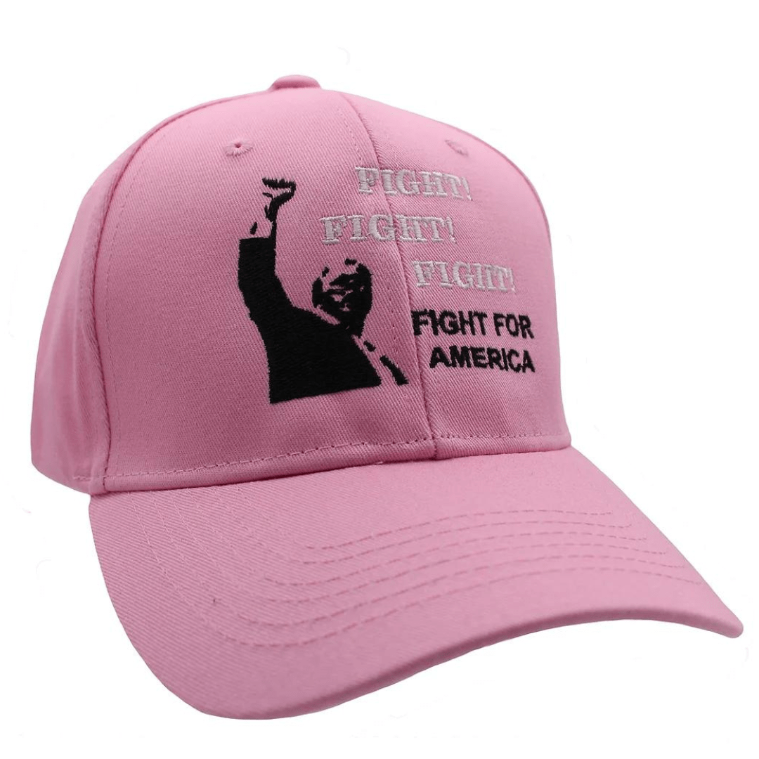 Fight! Fight! Fight! Fight for America Custom Embroidered Hat (Pink) - PatriotDepot.com