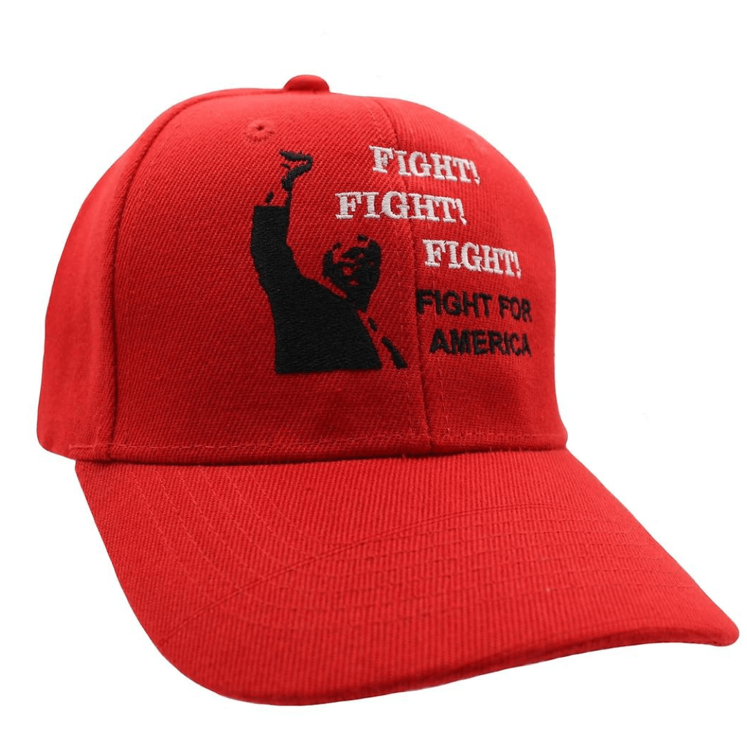 Fight! Fight! Fight! Fight for America Custom Embroidered Hat (Red) - PatriotDepot.com
