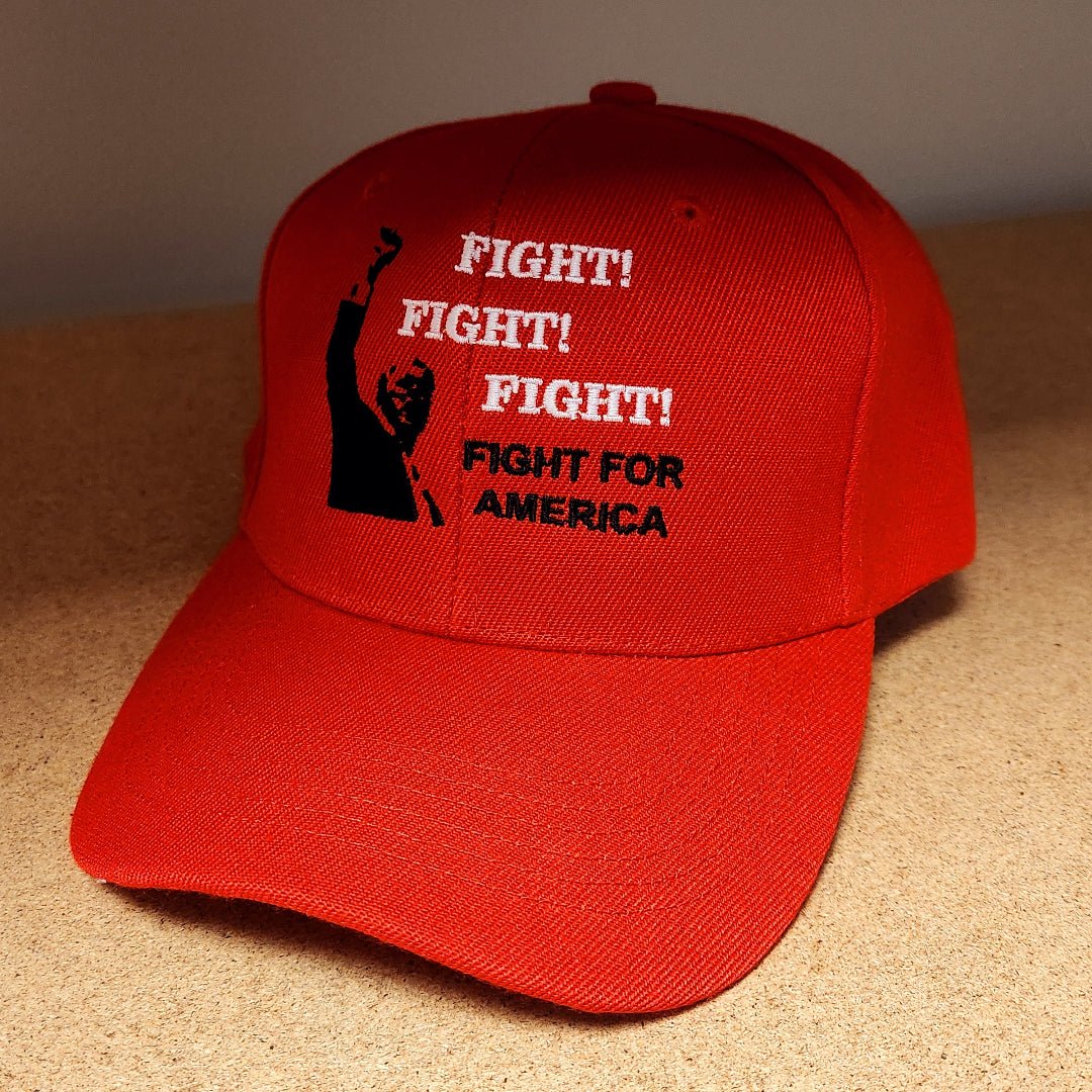 Fight! Fight! Fight! Fight for America Custom Embroidered Hat (Red) - PatriotDepot.com