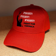 Fight! Fight! Fight! Fight for America Custom Embroidered Hat (Red) - PatriotDepot.com