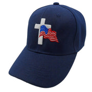 Flag and Cross Custom Embroidered Hats (5 Colors Choices) - PatriotDepot.com
