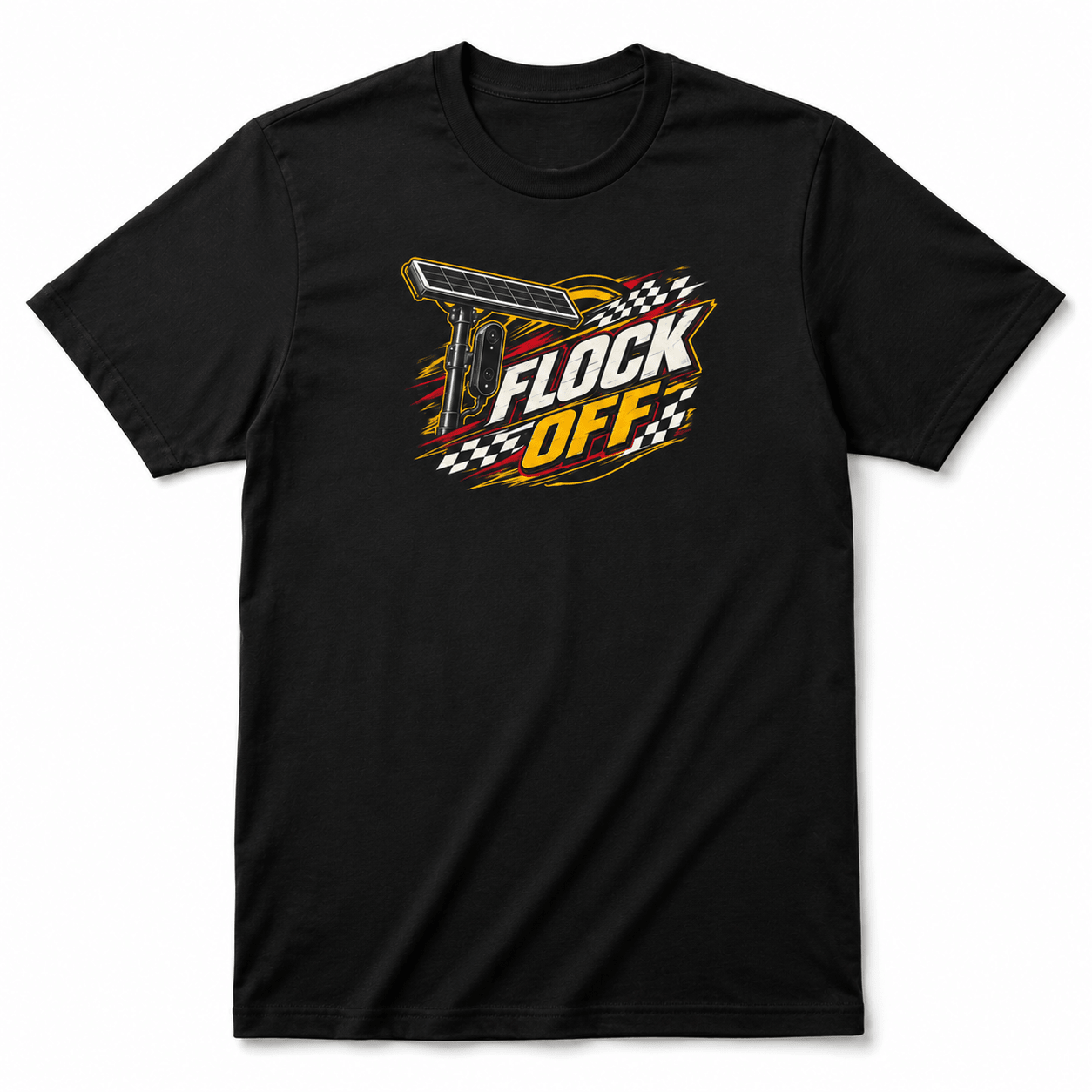 Flock Off Surveillance Camera T-Shirt | Privacy Is Freedom Edition | Anti-Surveillance Patriotic Tee - PatriotDepot.com