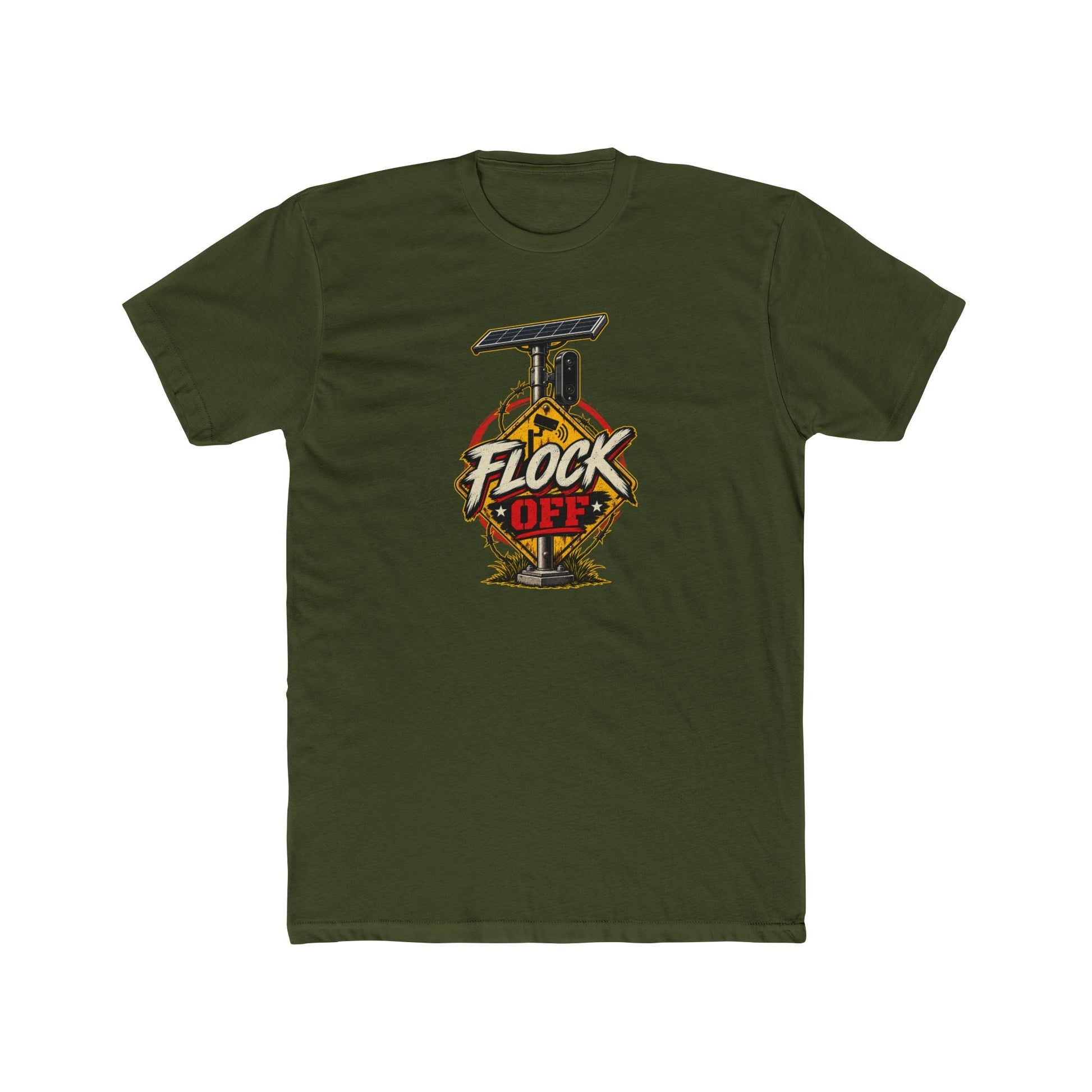 Flock Off Surveillance Camera T-Shirt | Stop Government Spying | Anti-Surveillance Patriotic Tee - PatriotDepot.com