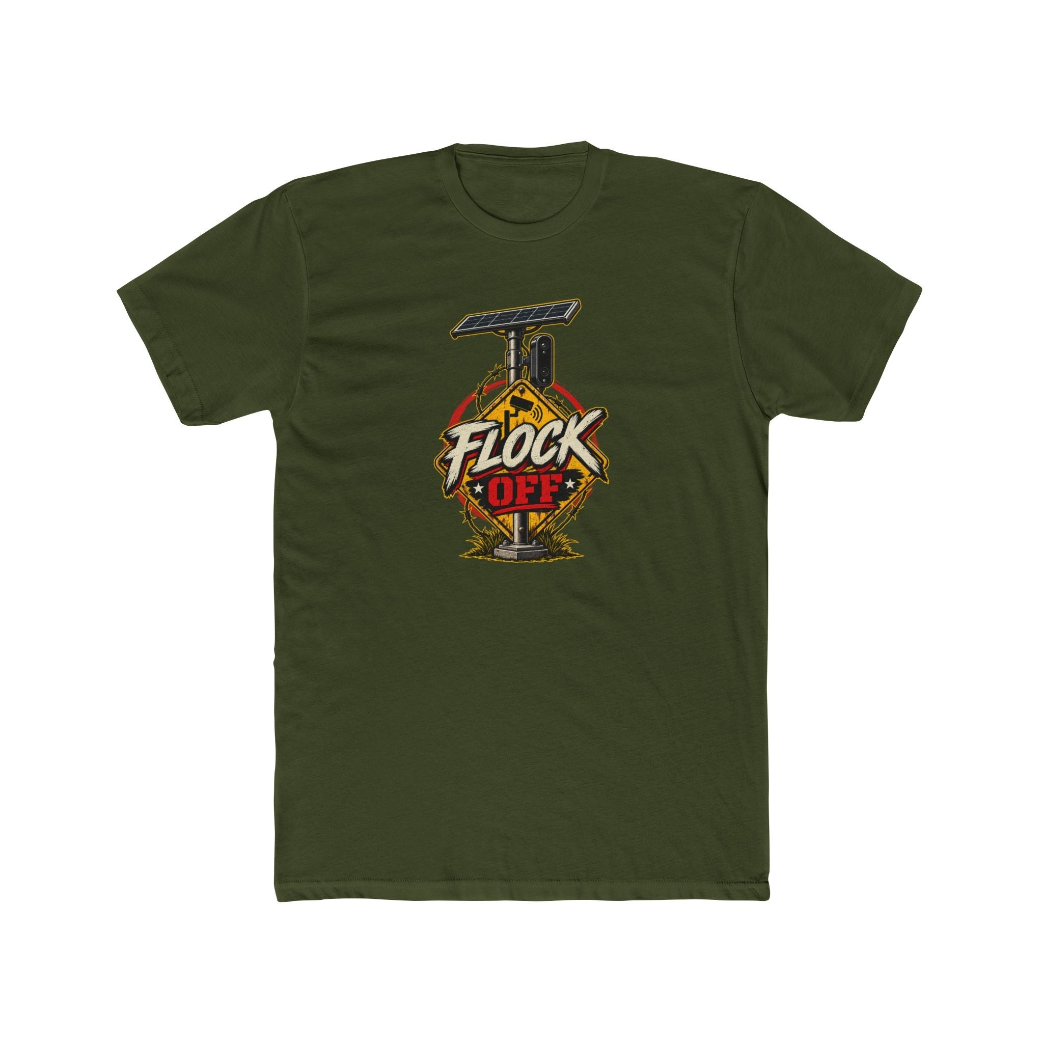 Flock Off Surveillance Camera T-Shirt | Stop Government Spying | Anti-Surveillance Patriotic Tee - PatriotDepot.com