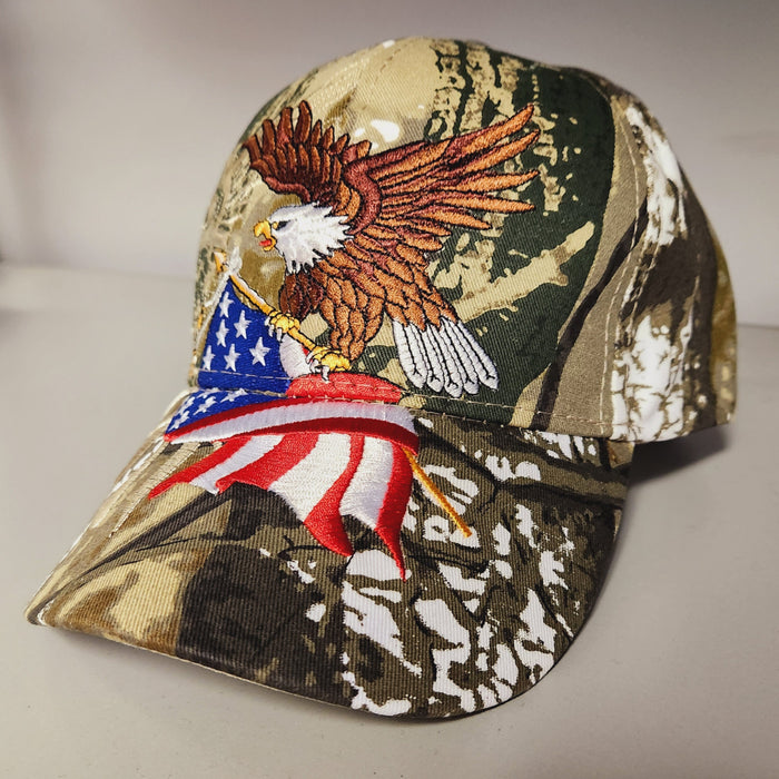American Flying Eagle Custom Embroidered Shadow Hat (Hunting Camo)