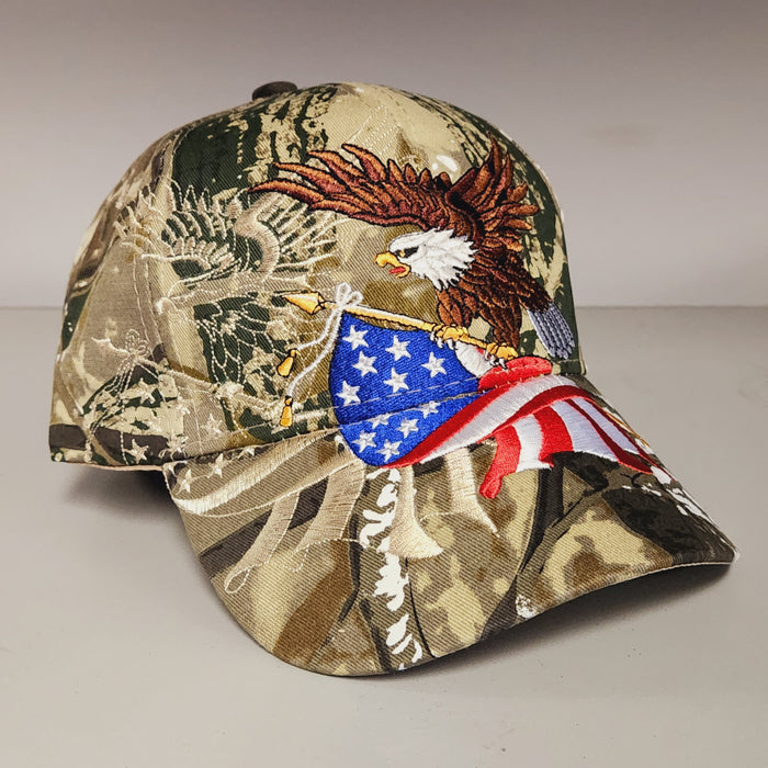American Flying Eagle Custom Embroidered Shadow Hat (Hunting Camo)