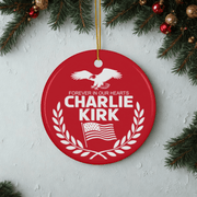 Forever in Our Hearts – Charlie Kirk Memorial Ceramic Ornament - PatriotDepot.com