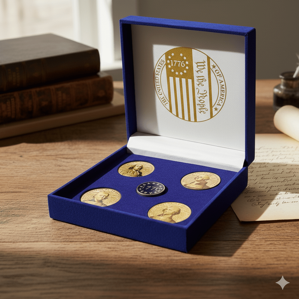 Founding Fathers: America’s 250th Anniversary Commemorative Coin & Pin Set - PatriotDepot.com