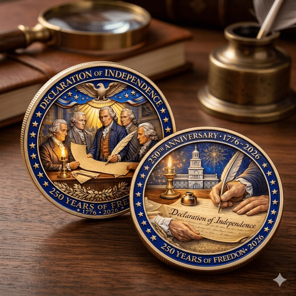 Founding Fathers Edition Declaration of Independence 250th Anniversary Commemorative Coin (1776–2026) - PatriotDepot.com