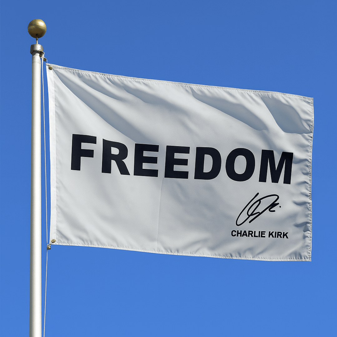 Freedom • Charlie Kirk Signature Series Flag (White) - PatriotDepot.com