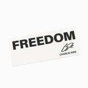 Freedom Charlie Kirk White Bumper Sticker - PatriotDepot.com