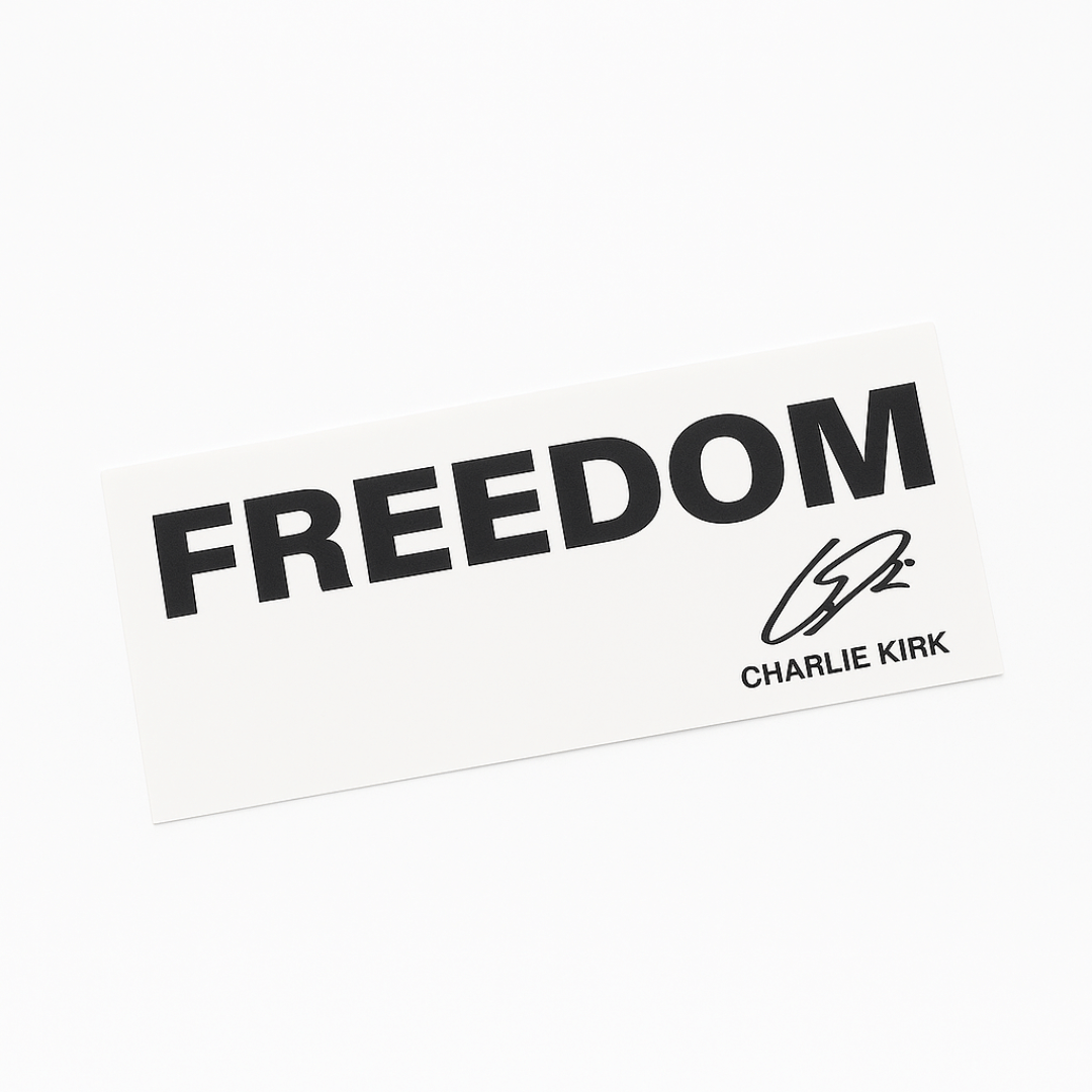 Freedom Charlie Kirk White Bumper Sticker - PatriotDepot.com