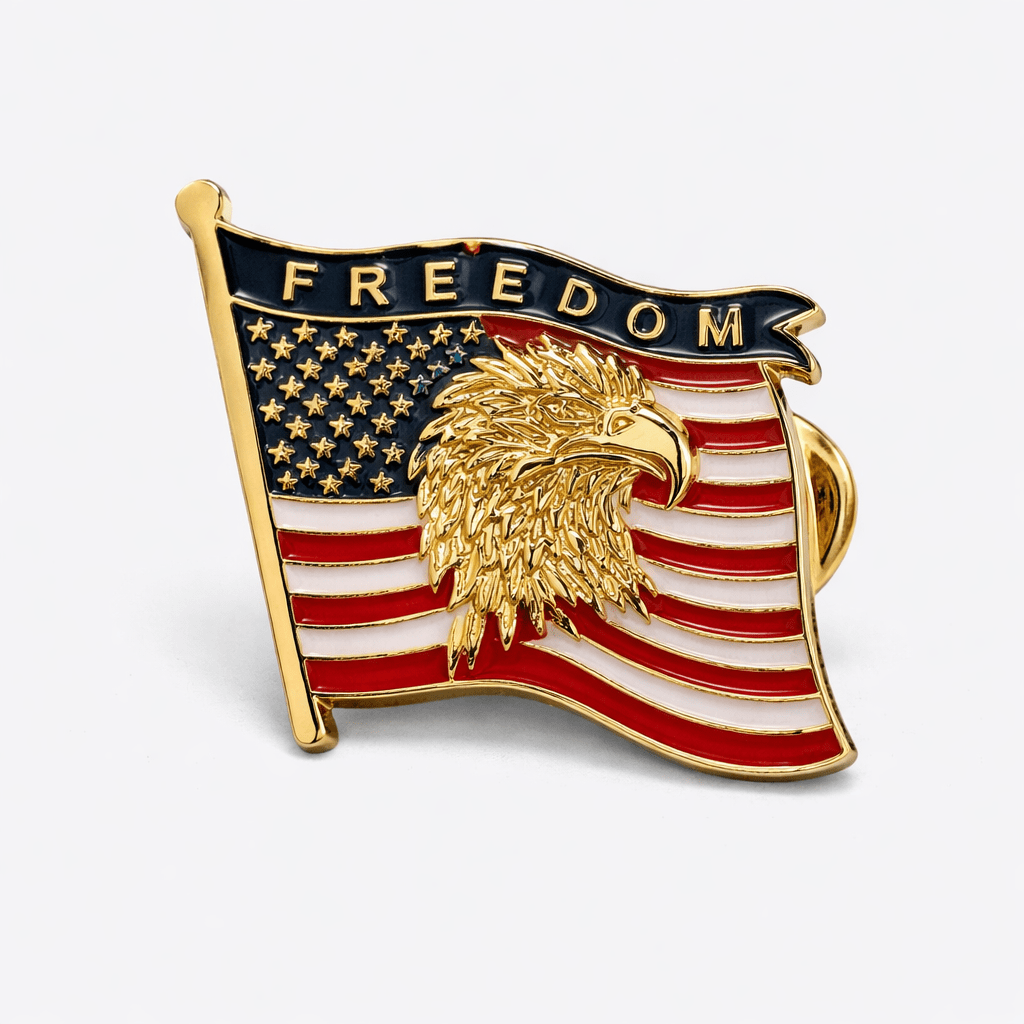 Freedom Flag and Eagle Lapel Pin - PatriotDepot.com