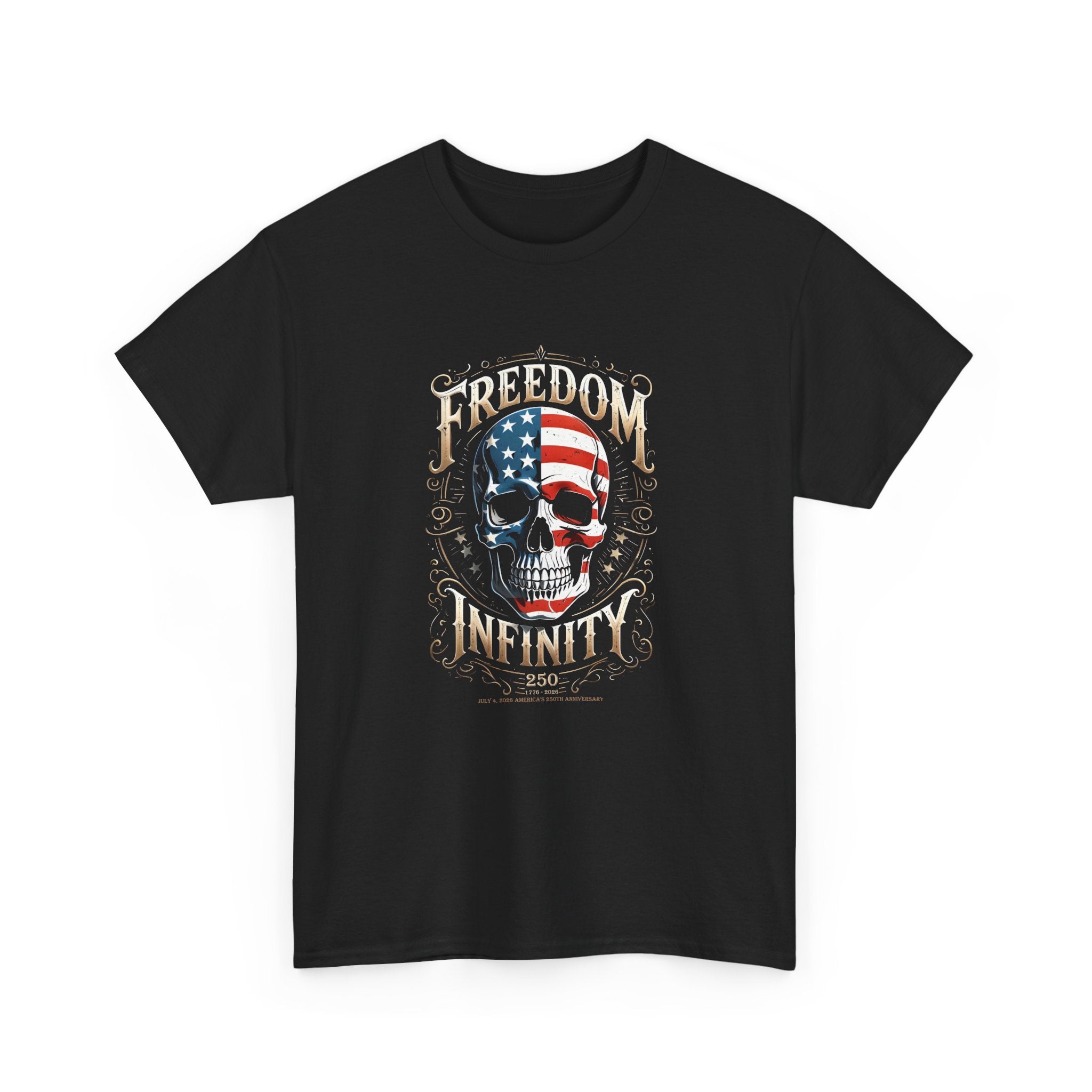 Freedom Infinity America 250 Years Skull T-Shirt - PatriotDepot.com