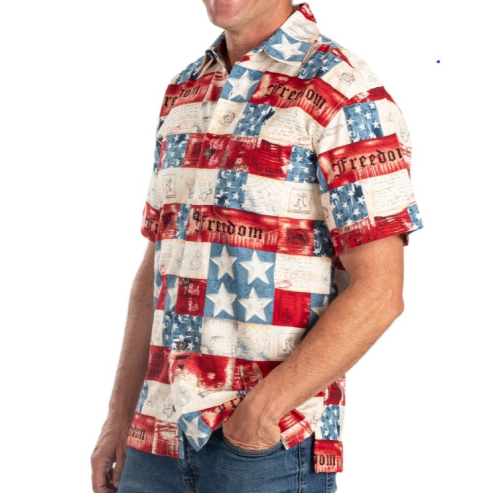Freedom Patriotic Hawaiian Shirt (Button Up) - PatriotDepot.com