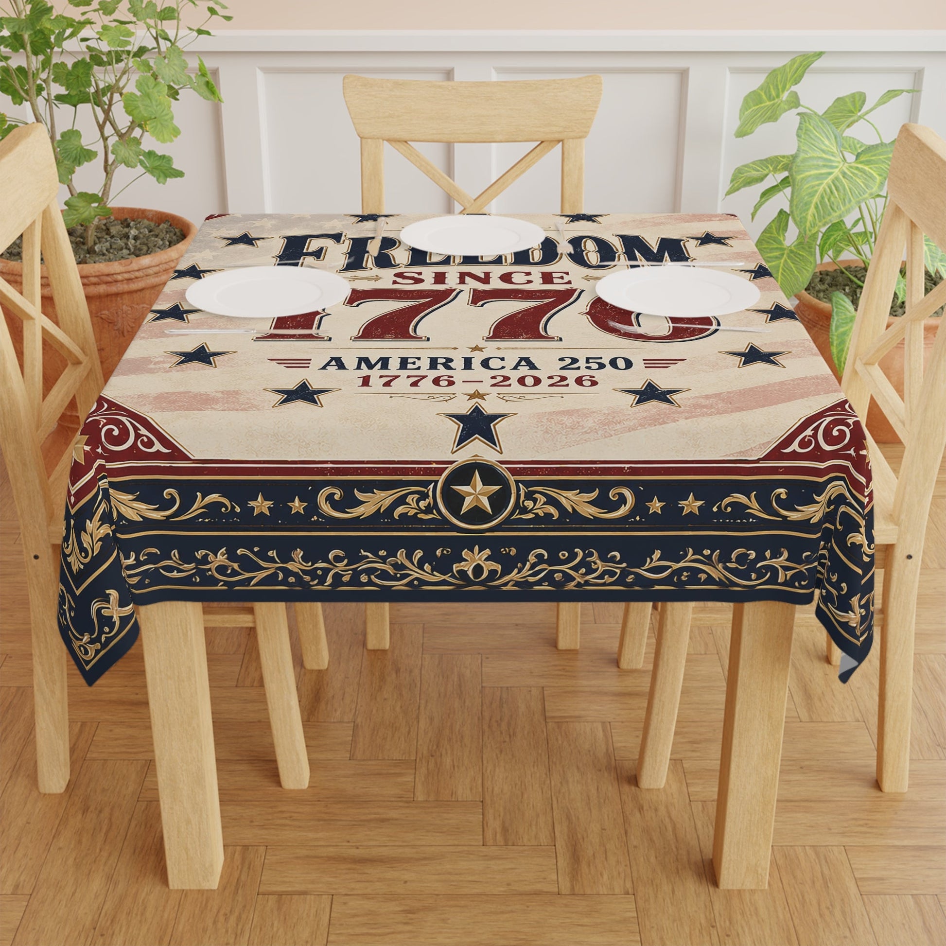 Freedom Since 1776 America's 250th Anniversary Custom Tablecloth - PatriotDepot.com