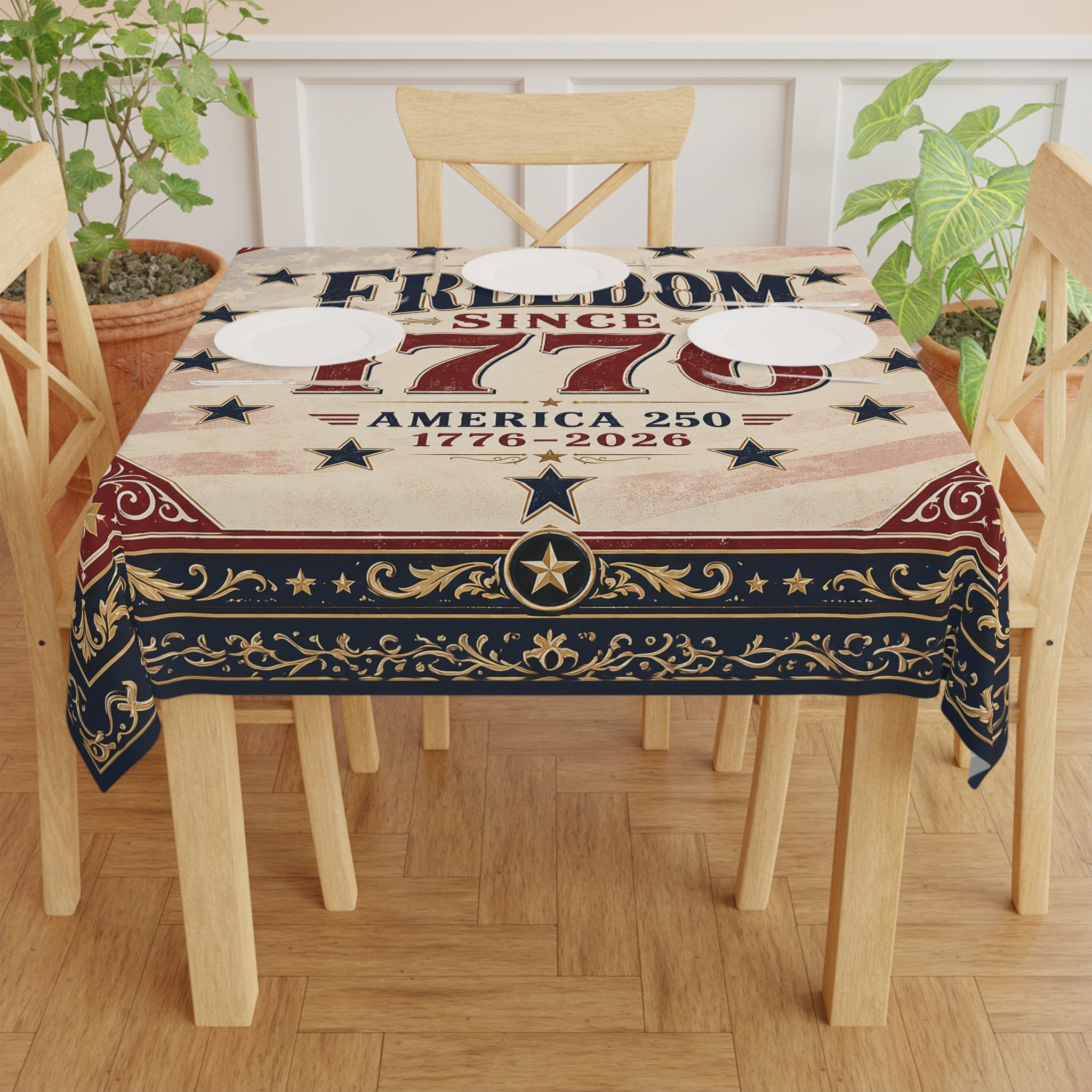 Freedom Since 1776 America's 250th Anniversary Custom Tablecloth - PatriotDepot.com