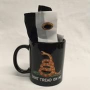 Gadsden Blackout DTOM Ceramic 12oz Mug with 12"x18" Flag - PatriotDepot.com