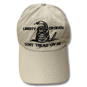 Gadsden Don't Tread on Me Embroidered Hat (Khaki) - PatriotDepot.com