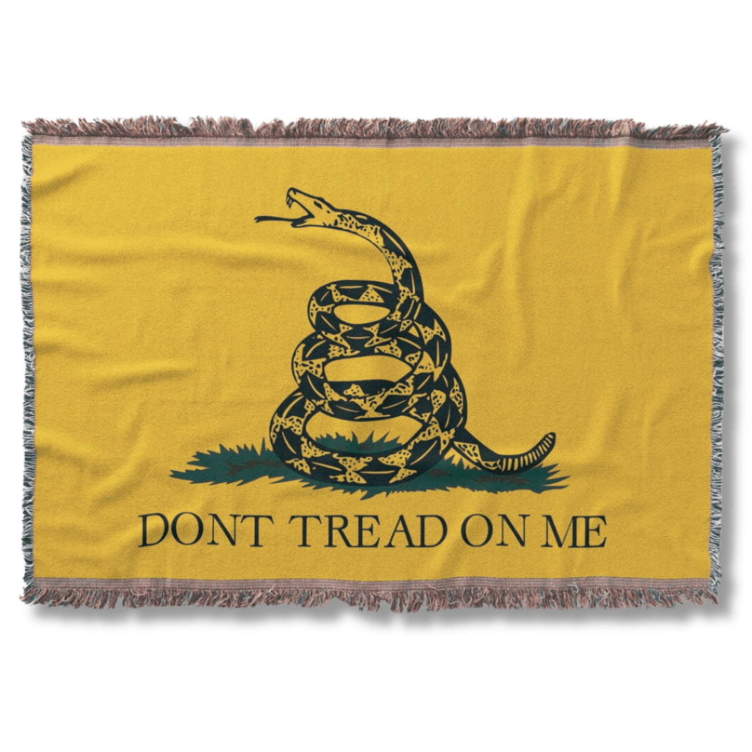 Gadsden Don't Tread on Me Jacquard Loom Woven Cotton Blanket (4'x6') - PatriotDepot.com
