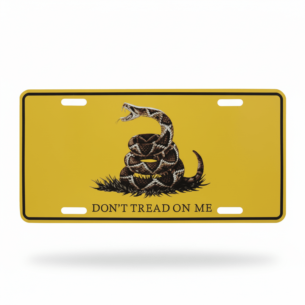 Gadsden "Don't Tread On Me" Live Snake License Plate - PatriotDepot.com